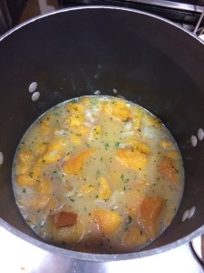 Ingredients in the pot.  Ready to start cooking!