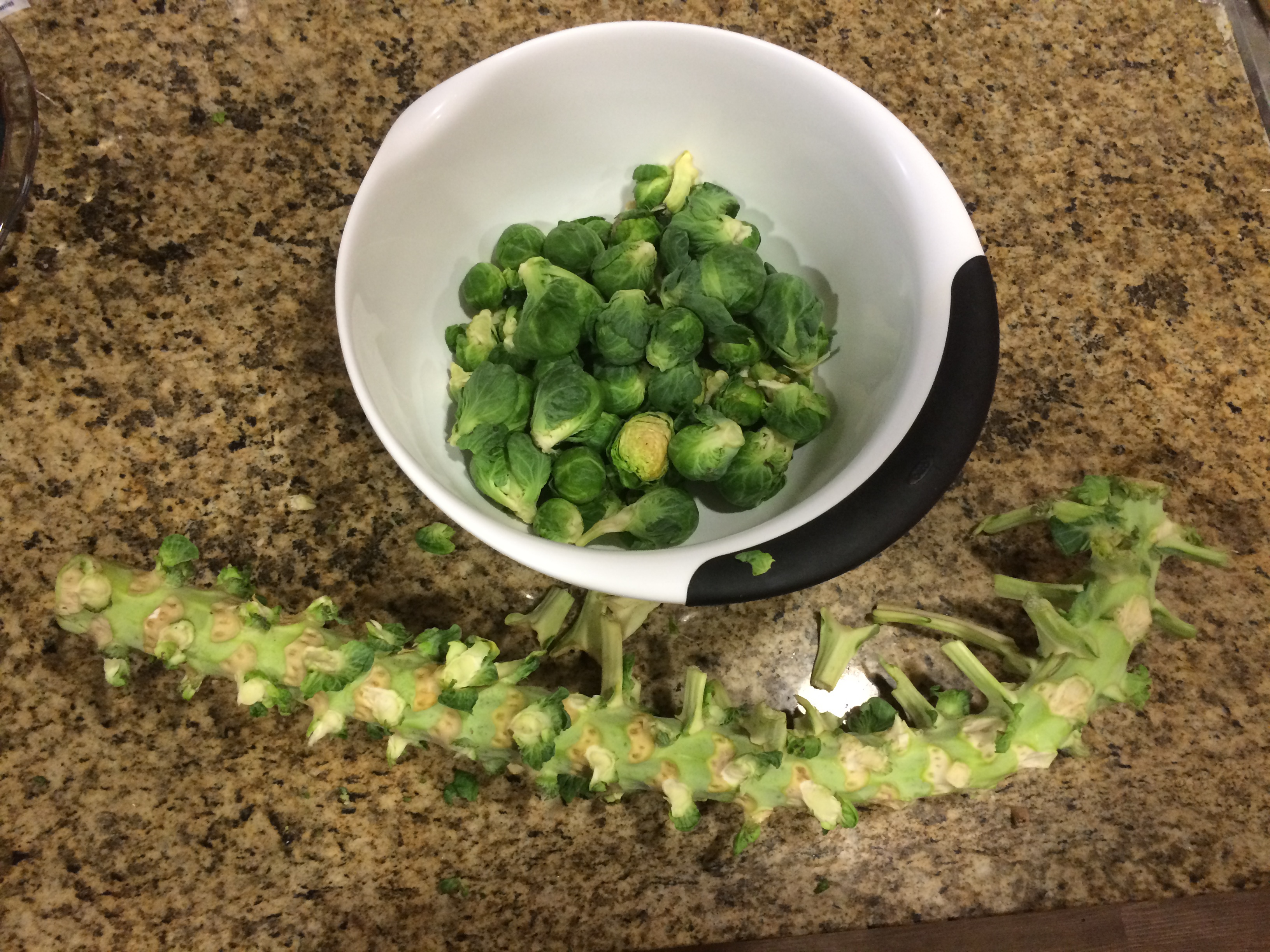 Brussels sprouts removed from their stalk